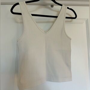 Cream Ribbed Tank Top